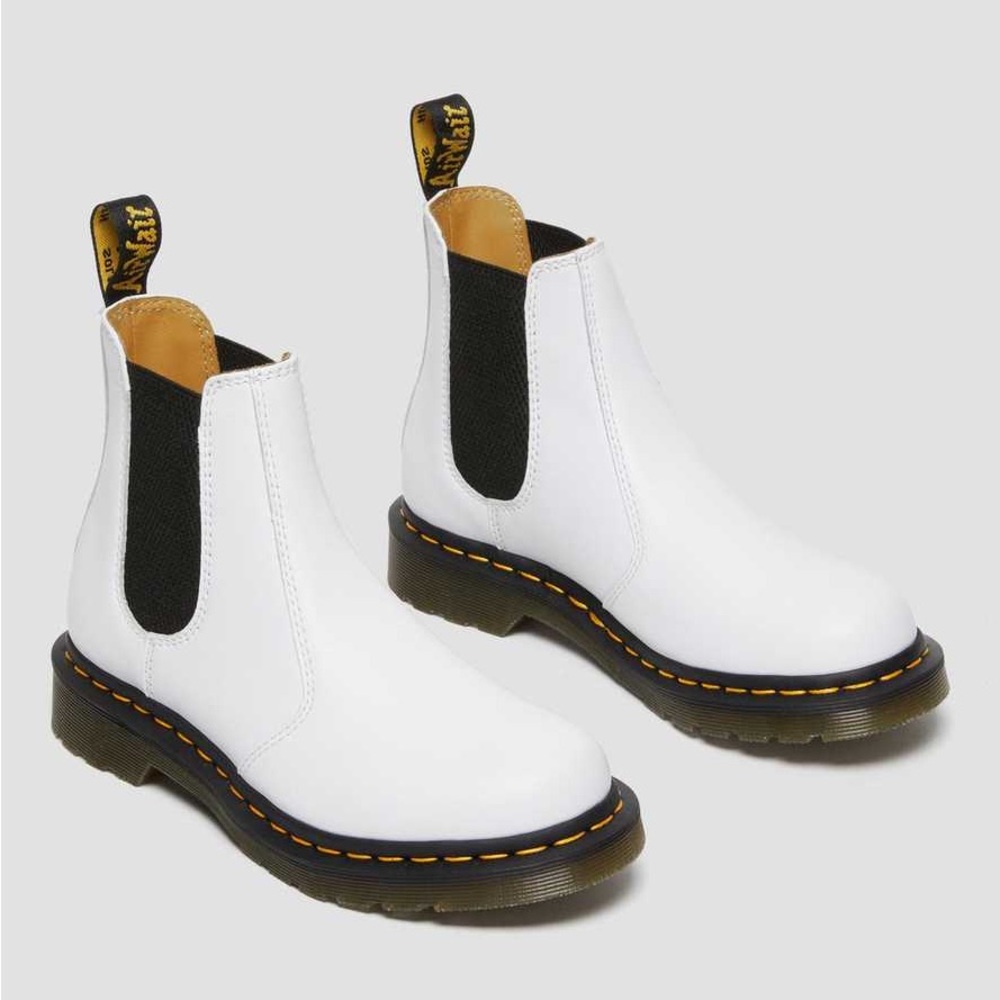 Dr. Martens White Chelsea Boots Smooth Leather